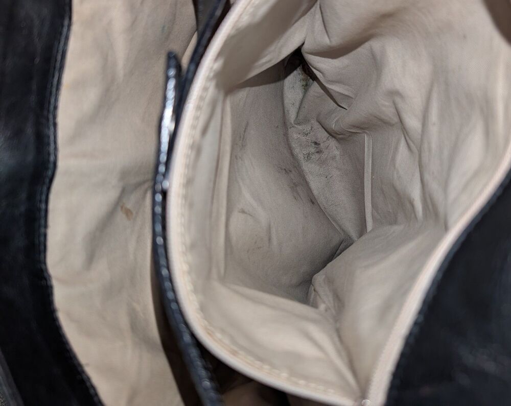 Genuine Vintage BURBERRY Black Leather Shoulder Bag Purse - Picture 5 of 10